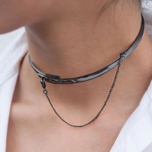 Eddie Borgo gunmetal safety chain choker | OS